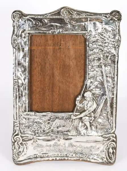 Antique Edwardian Sterling Silver Photo Frame "Hiawatha" Dated 1904
