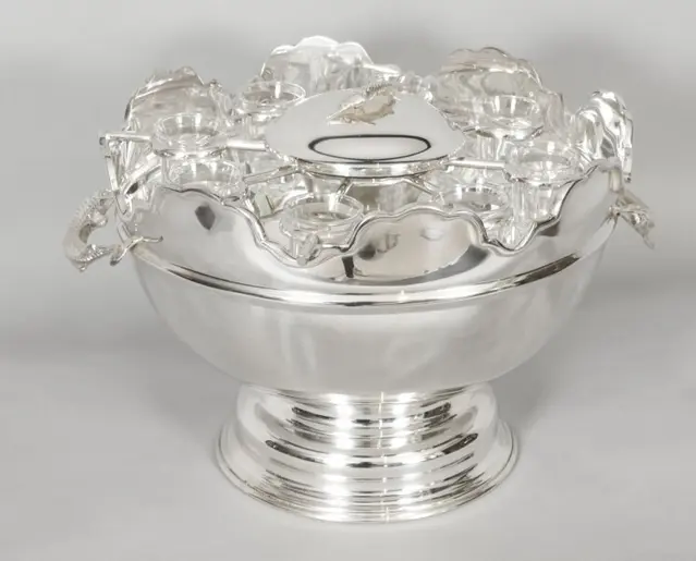 Vintage Silver Plated Monteith Caviar & Vodka Set Cooler 20th C