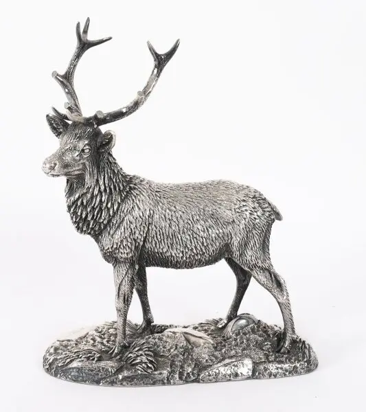 Antique Sterling Silver Stag Animalier Sculpture Tom Mackie 20th C