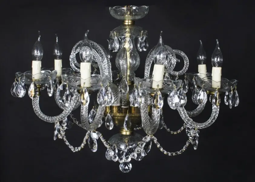 Vintage Venetian Glass 8 Branch Chandelier 20th Century