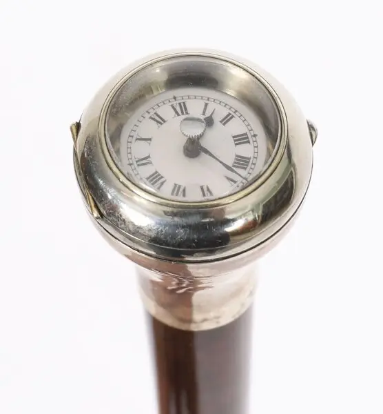 Antique Silver & Snakewood Watch Opera Cane Walking Stick 19th C 87cm /34.2inch