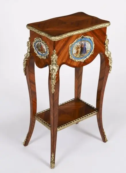 Antique French Porcelain Mounted Side Occasional Work Table 19th Century