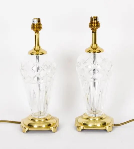 Vintage Pair of Windsor Cut Glass Table Lamps 20th Century