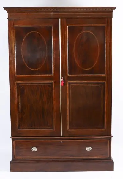 Antique English George IIII Revial Flame Mahogany Wardrobe C1880 19th C