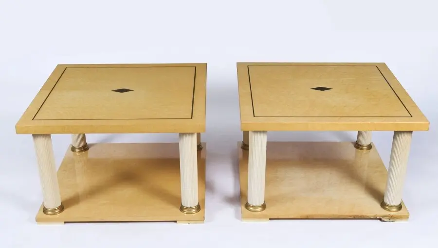Vintage Pair Harrods Biedermeier Birdseye Maple Coffeee Tables 20th Century