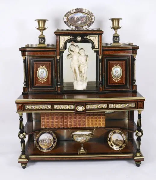 Antique Victorian Amboyna Inlaid Bonheur Du Jour C1860 19th C