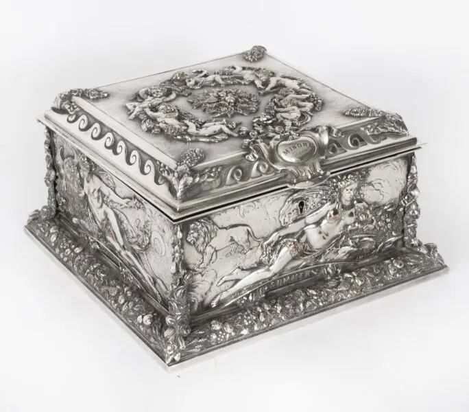 Antique Victorian Silver Plated Jewellery Casket Walker and Hall 19thC
