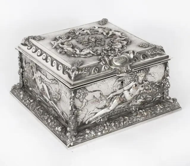 Antique Victorian Silver Plated Jewellery Casket Walker and Hall 19thC