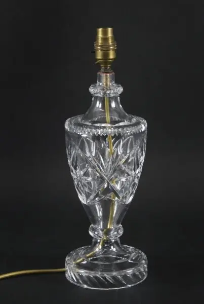 Vintage English Cut Glass Table Lamp Late 20th C