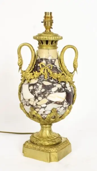 Antique French Louis XVI Revival Ormolu Mounted Marble Table Lamp C1860 19th C