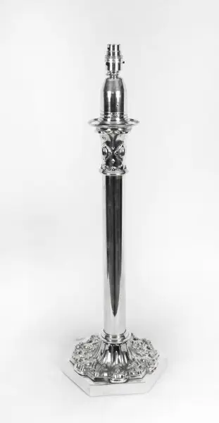 Antique Large Silver Plated Table Lamp by Palmer & C0 19th C