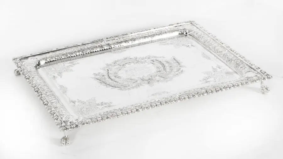Antique Silver Plated Salver by Fenton Russel C1880 19th C