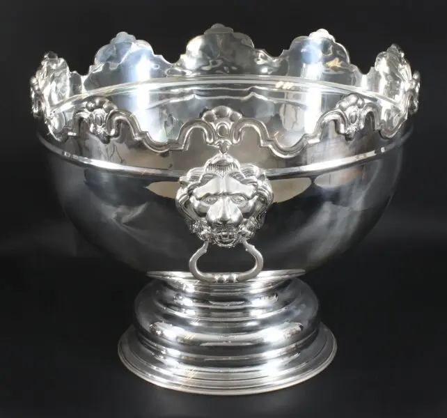 Vintage Banqueting Size Silver Plate Monteith Punch Bowl Cooler 20th C