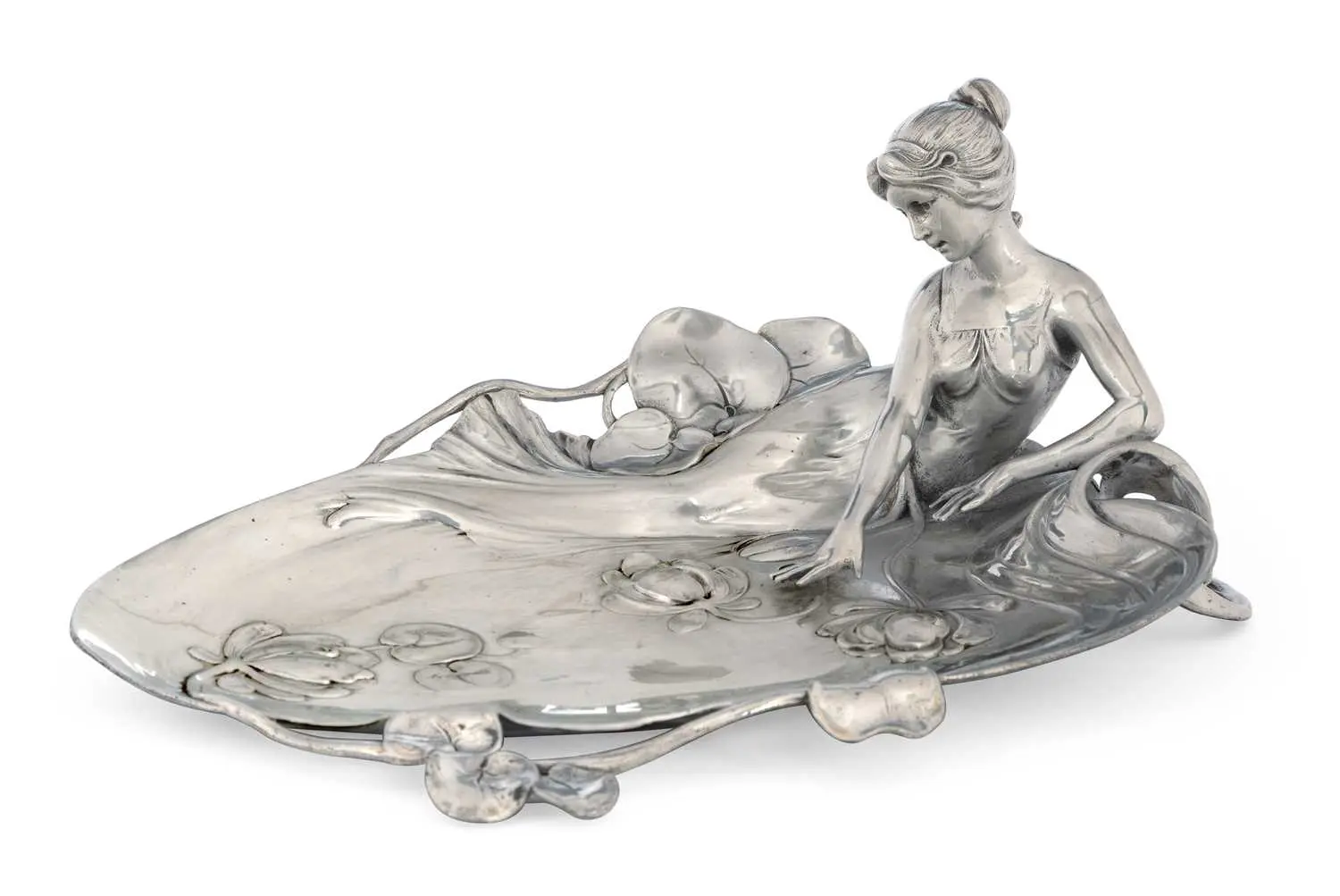 A WMF ART NOUVEAU PEWTER CARD TRAY CIRCA 1900