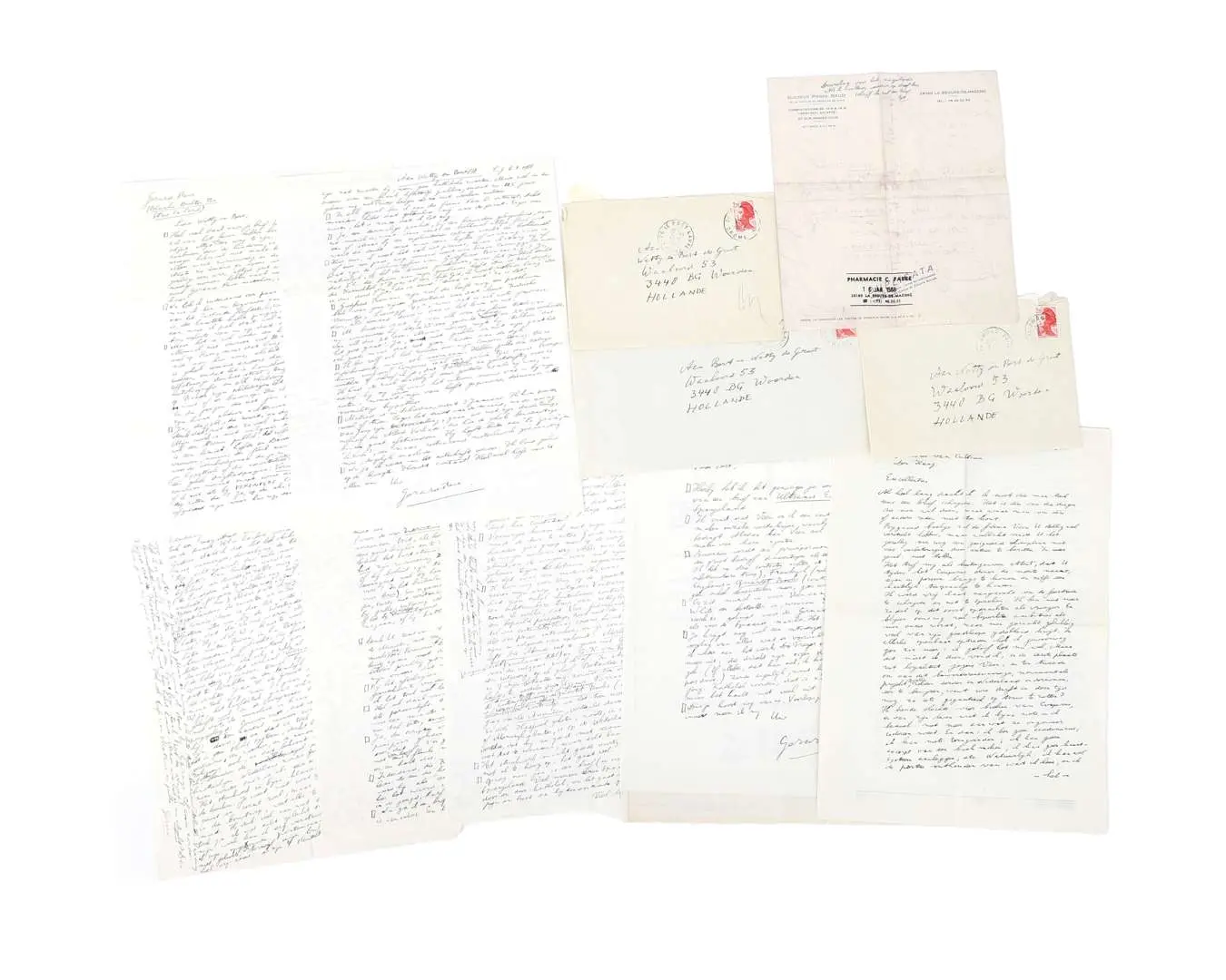 Gerard Reve – 6 original handwritten letters on 7 sheets of paper