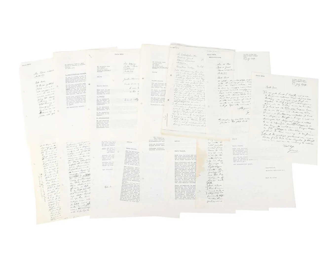 Gerard Reve – 5 original handwritten letters on 6 sheets of paper