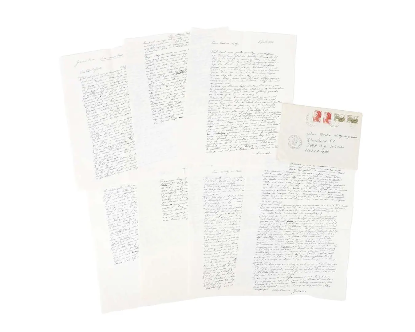 Gerard Reve – 5 original handwritten letters on 7 sheets of paper