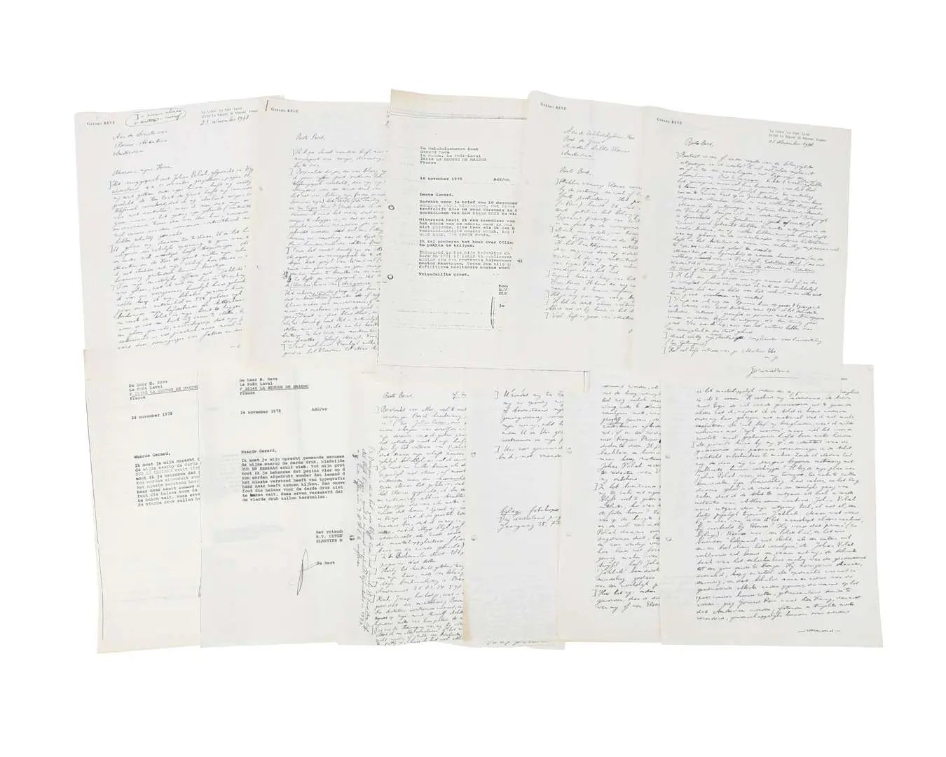Gerard Reve – 6 original handwritten letters on 10 sheets, mostly