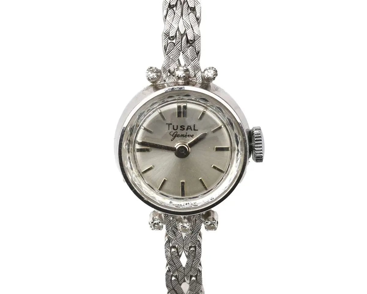 A 14k white gold Tusal ladies' wristwatch
