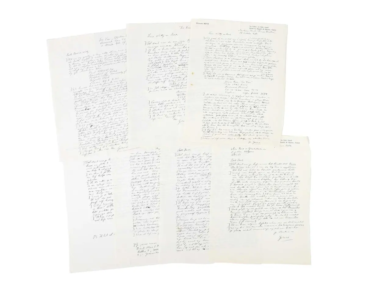Gerard Reve – 7 original handwritten letters on 8 sheets of paper