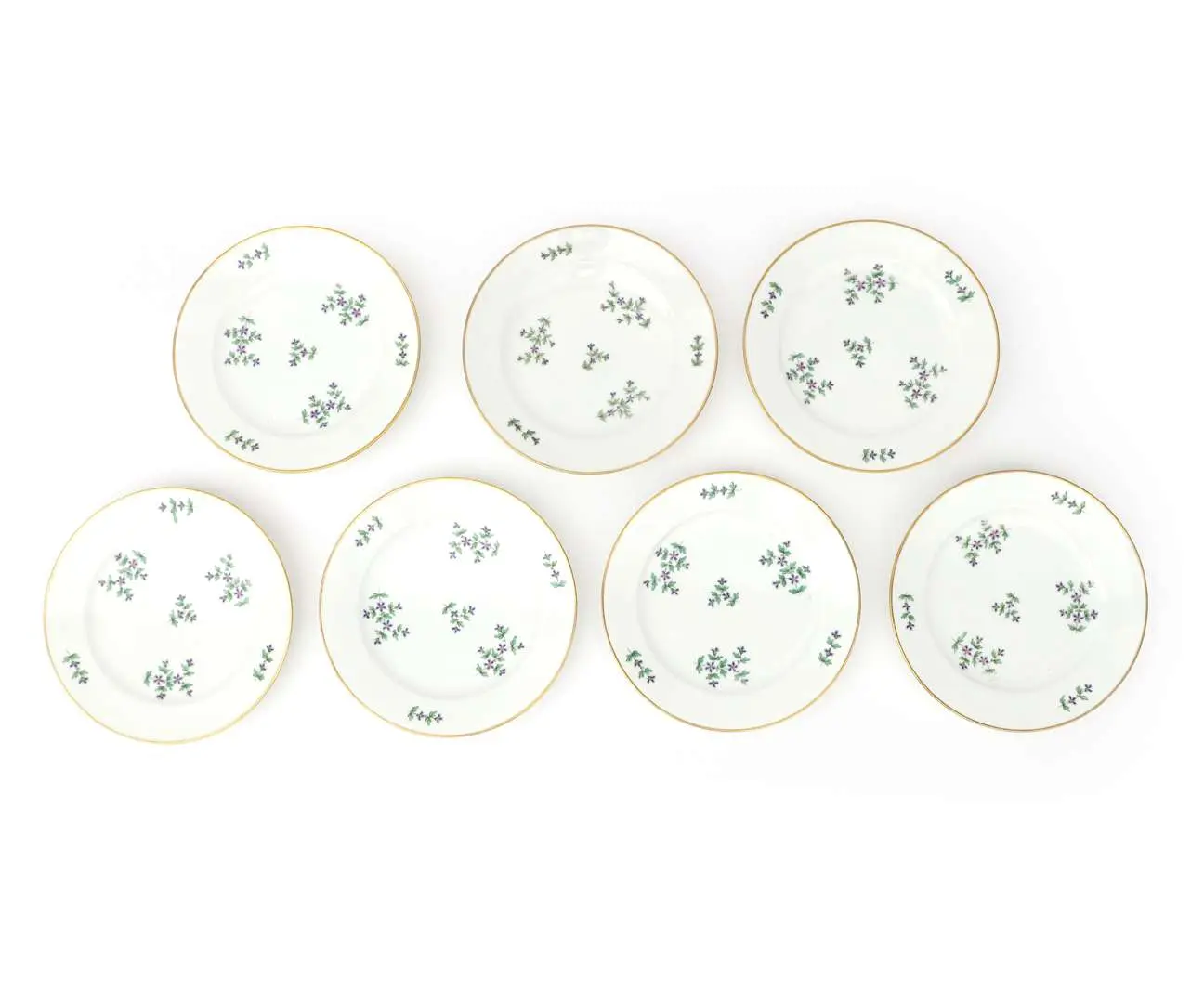 Seven porcelain plates, Duc d'Angoulême, Paris, France, c. 1790