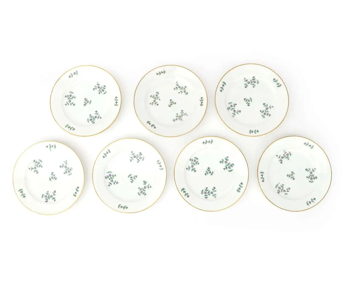 Seven porcelain plates, Duc d'Angoulême, Paris, France, c. 1790