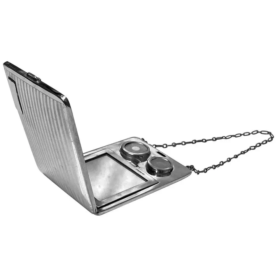 Art Deco Sterling Combination coin Compact Card Case, American, circa 1920