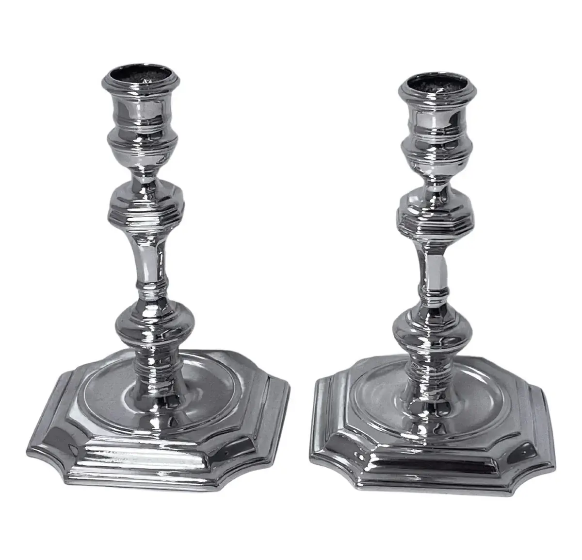 Antique Silver Georgian Style Candlesticks London 1913 William Comyns