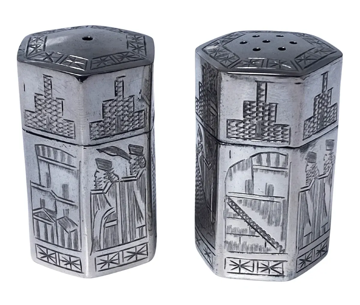 Pair of Antique Silver Casters Persia C.1920
