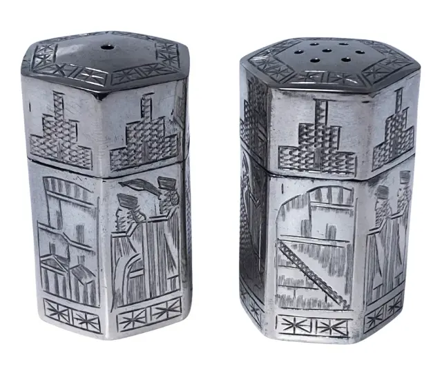Pair of Antique Silver Casters Persia C.1920