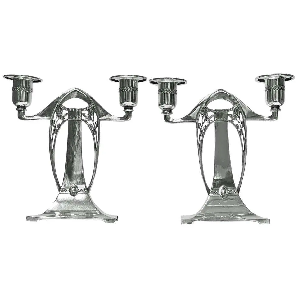 WMF Art Nouveau Jugendstil Secessionist Candlesticks Candelabra, Germany