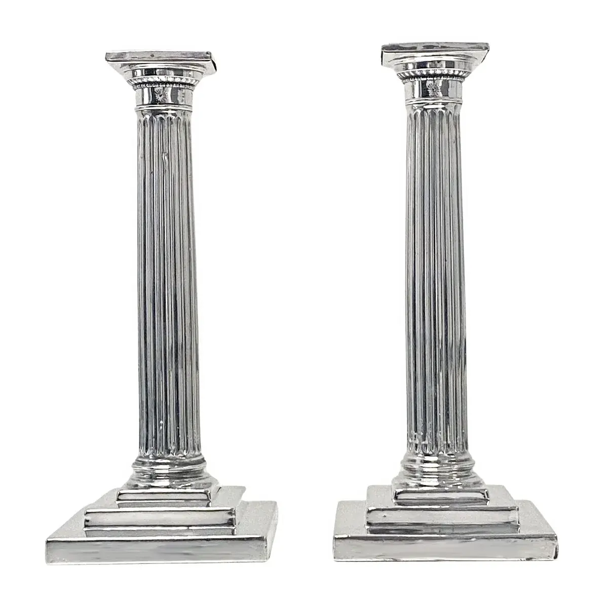 Pair of Antique Gorham Sterling Silver Column Candlesticks 1912
