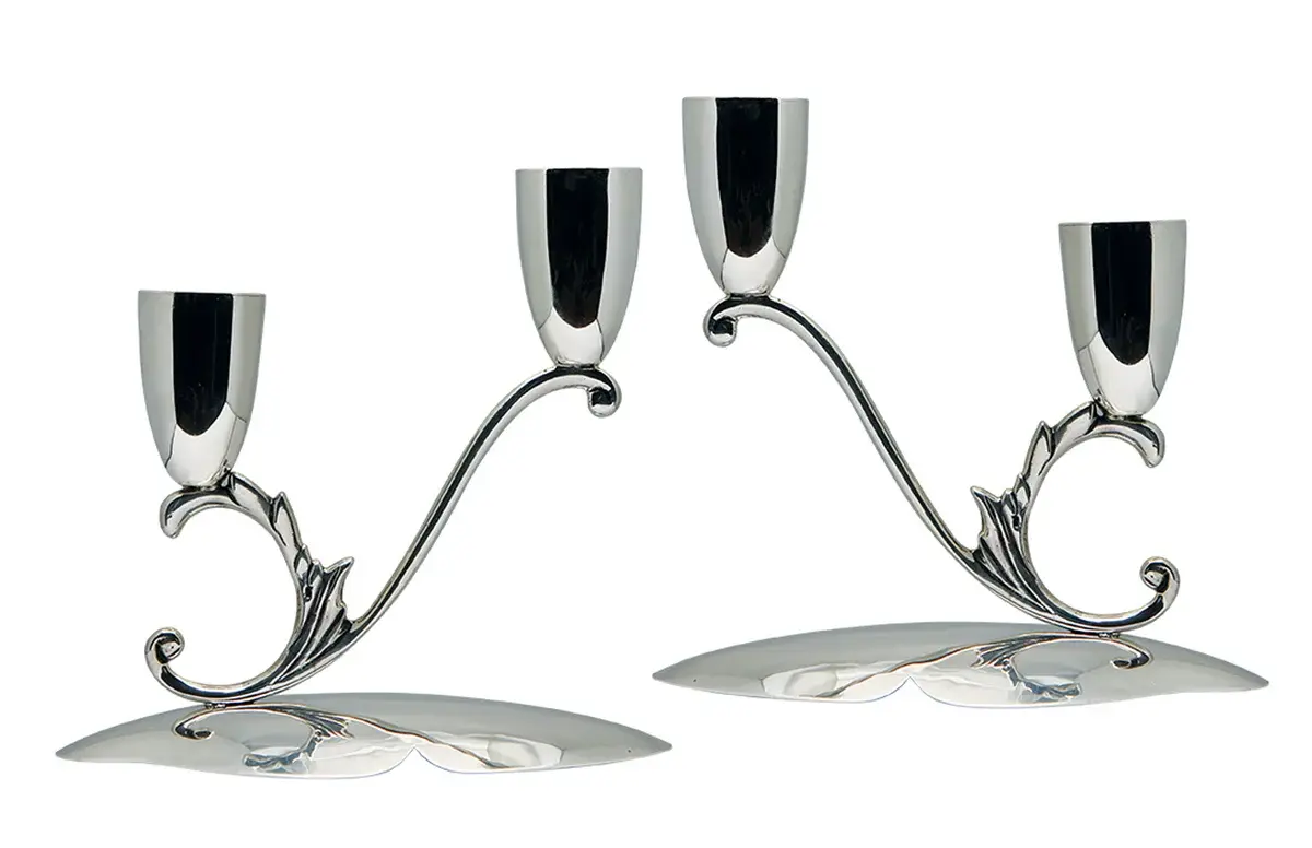 1950s Pair of Midcentury Mexican Sterling Candlesticks Reyes