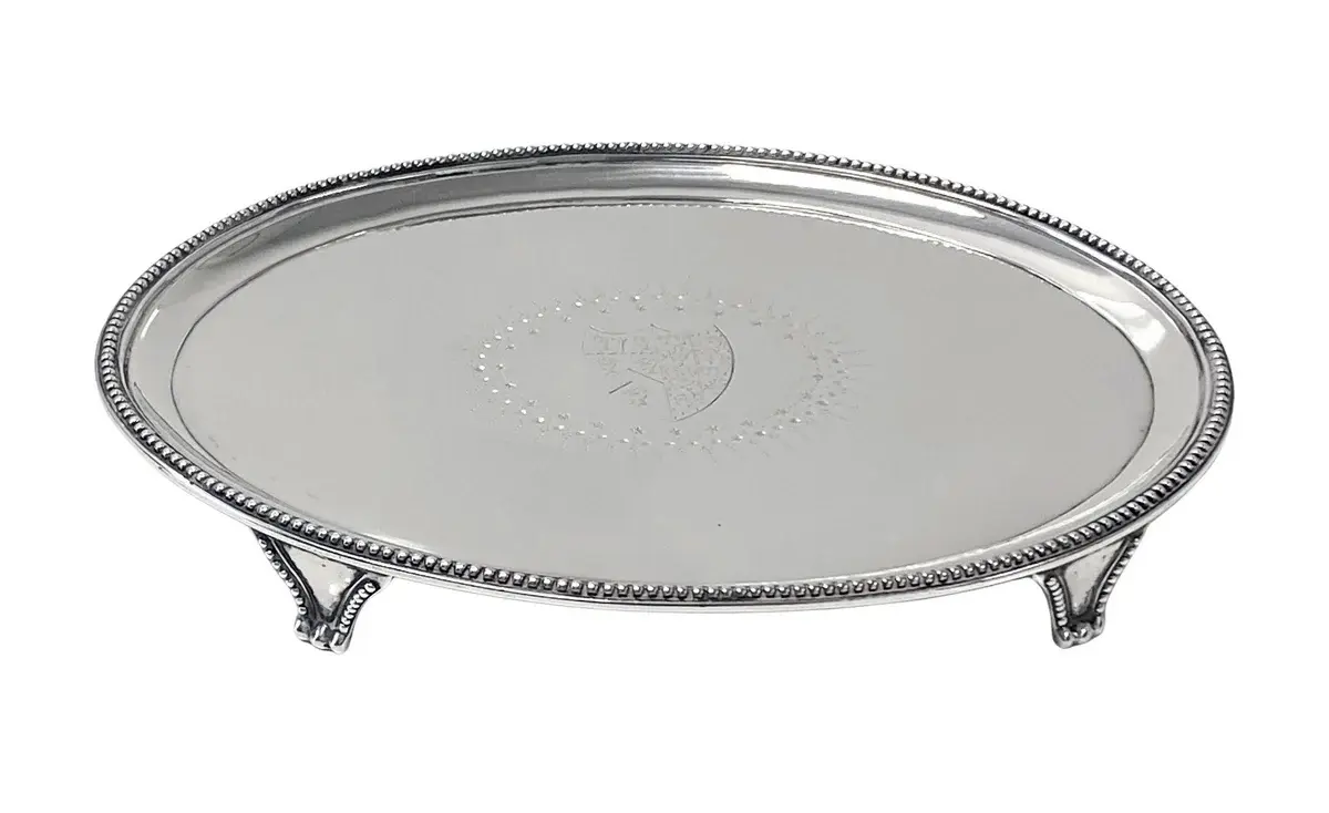 Antique Georgian oval Silver Salver London 1784 Elizabeth Jones