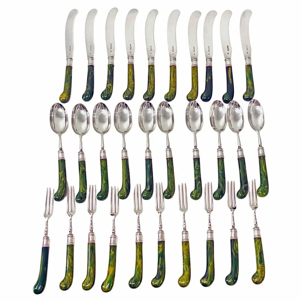 English Antique Silver dessert lunch fruit set London 1878 Geo Adams