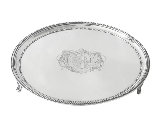 John Scofield Georgian Silver Salver Tray London 1785