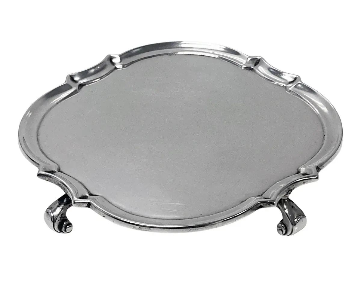Antique English Britannia Standard Silver Salver Tray Crichton Georgian style