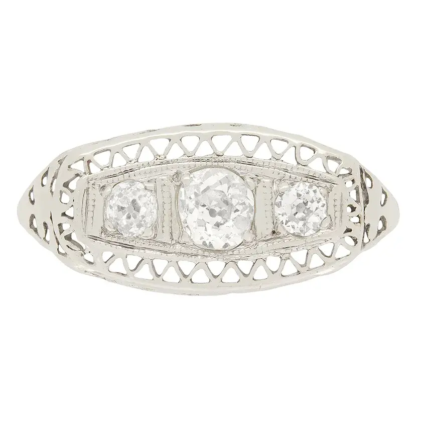 Art Deco 0.50ct Diamond Three Stone Ring, c.1920s