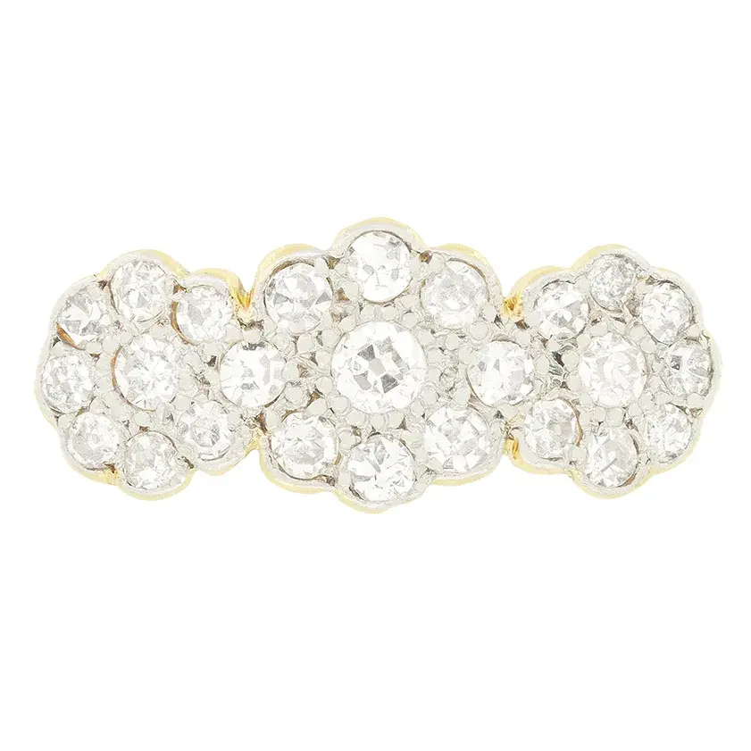 Edwardian 0.55ct Diamond Triple Cluster Ring, c.1910s
