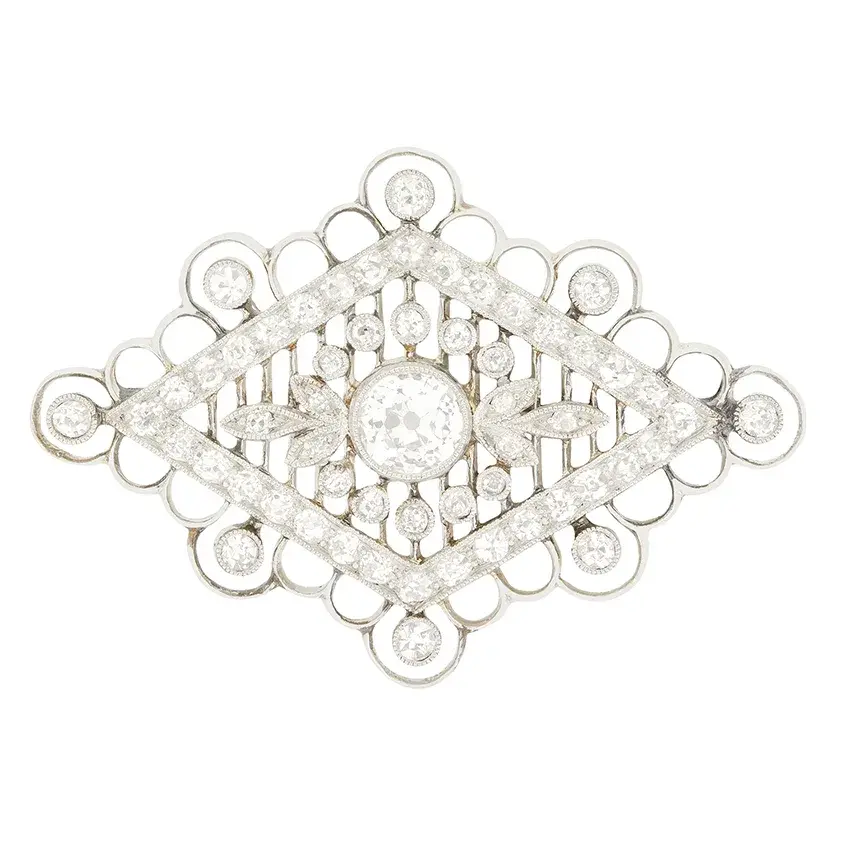 Art Deco 1.50ct Diamond Brooch, c.1920s