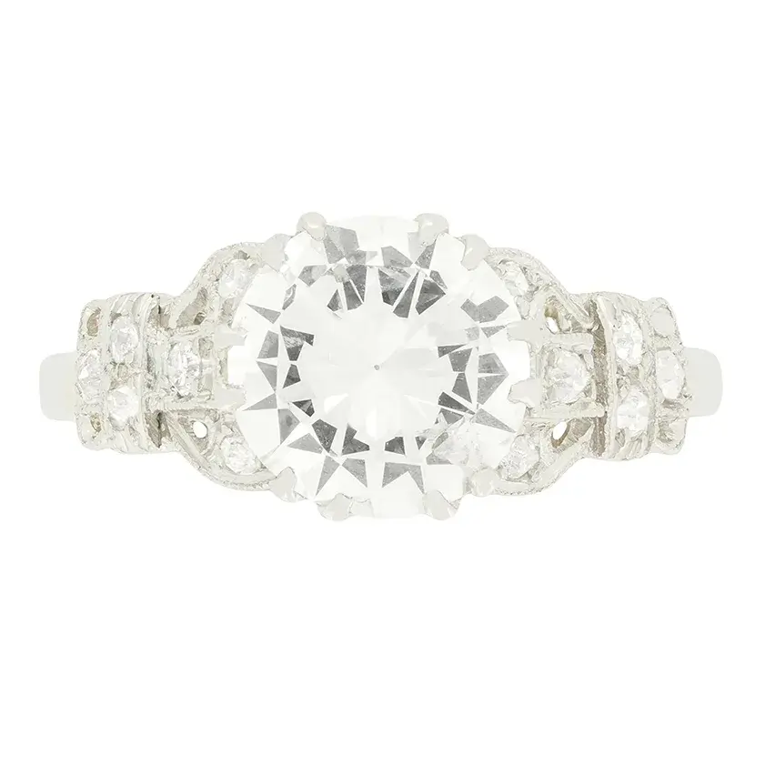 Art Deco 1.70ct Diamond Solitaire Ring, c.1930s