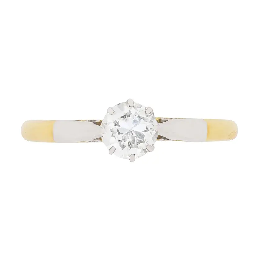 Late Art Deco Diamond Solitaire Engagement Ring, c.1930s