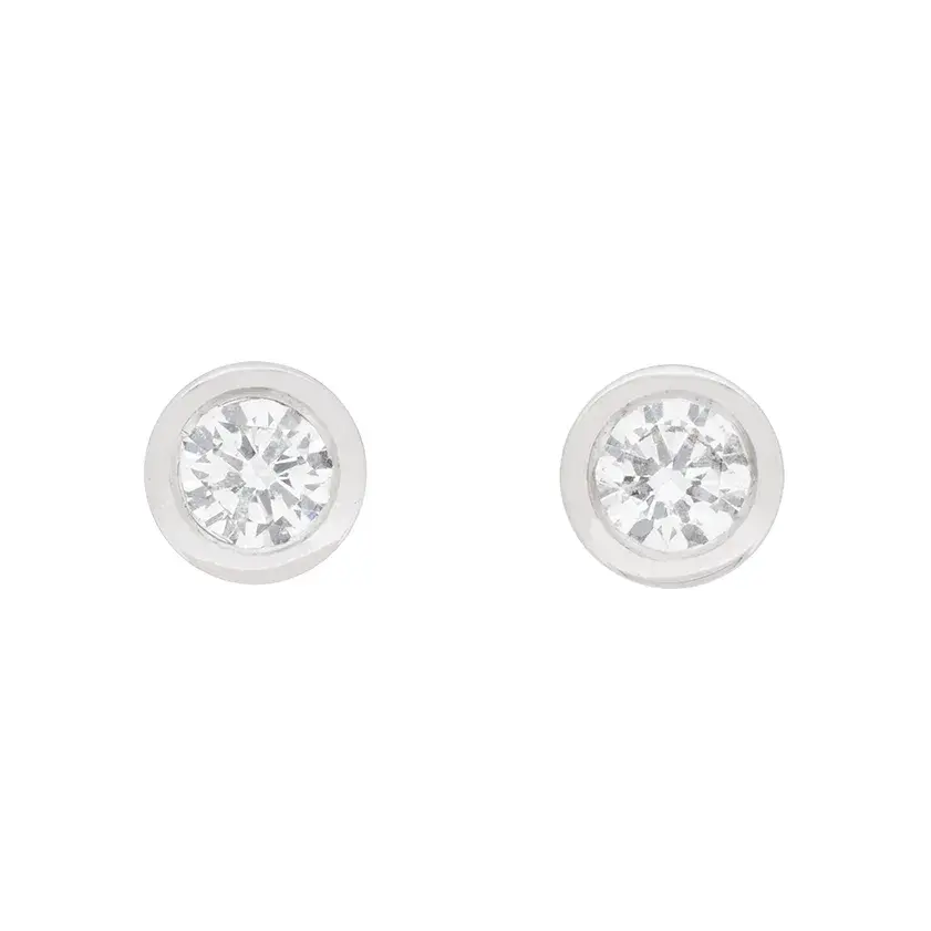 Contemporary 0.50ct Rub Over Set Diamond Stud Earrings