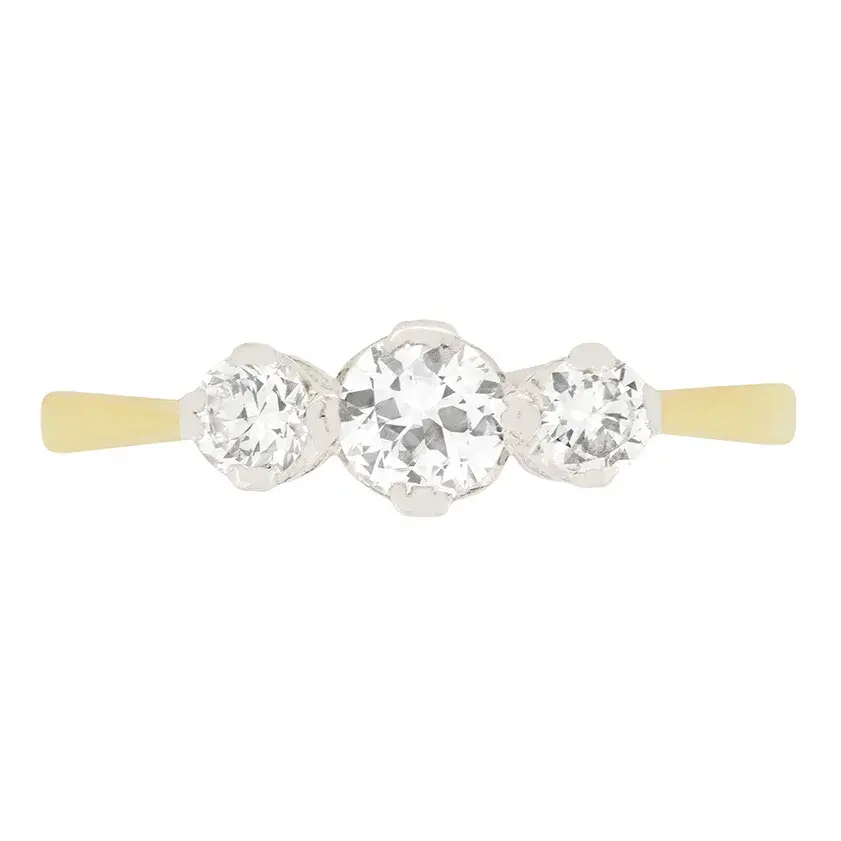 Edwardian 0.65ct Diamond Three Stone Ring, c.1910s