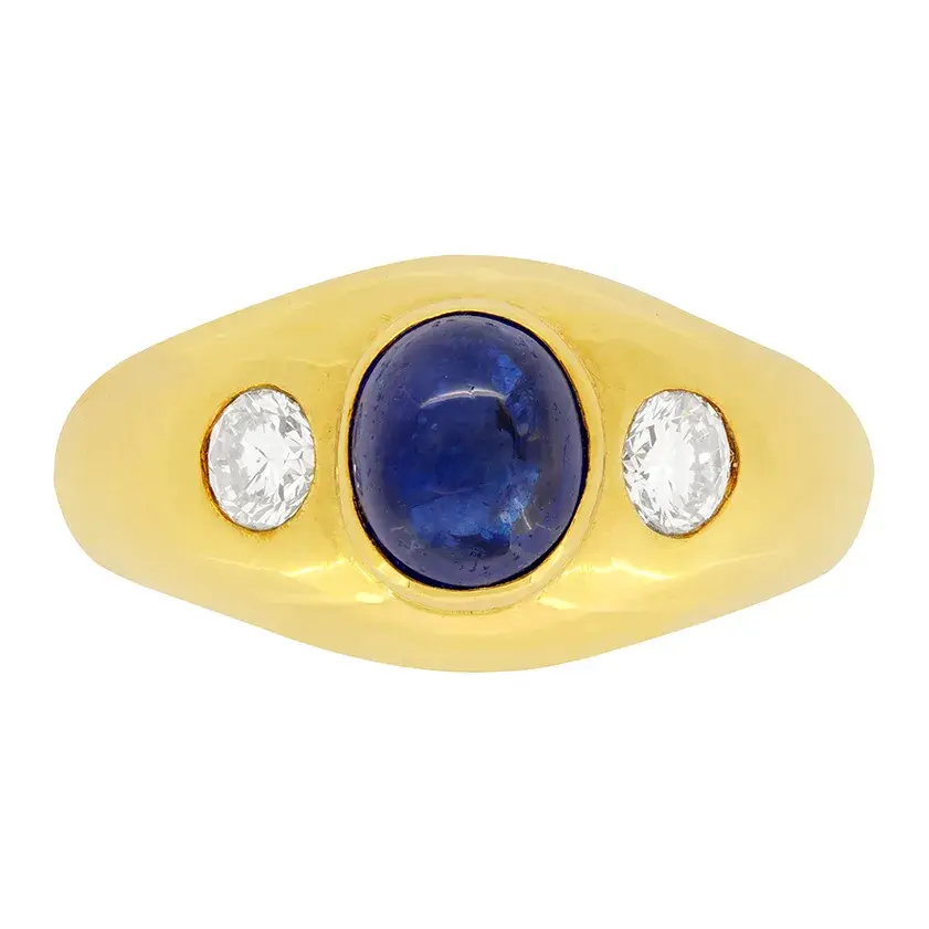 Cartier Vintage Cabochon Sapphire and Diamond Gypsy Ring, c.1980s