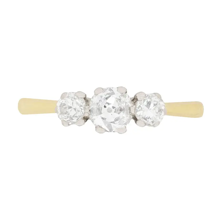 Art Deco Diamond Three Stone Engagement Ring, c.1930s
