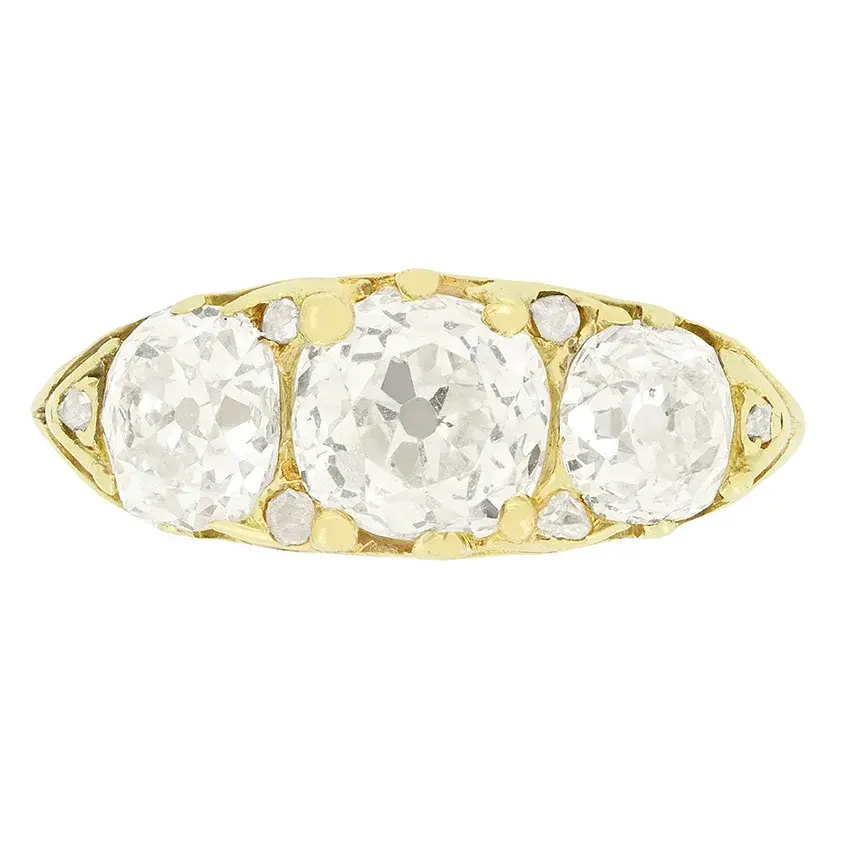 Victorian 2.60ct Diamond Three Stone Ring, c.1880s