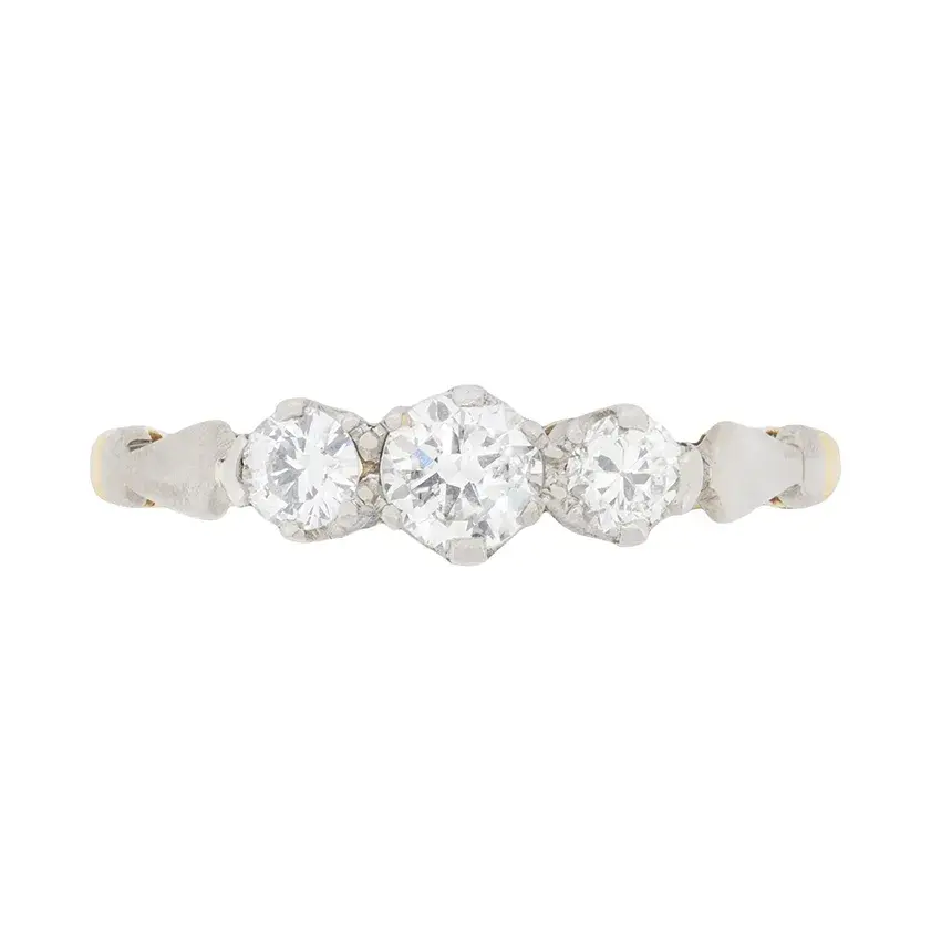 Art Deco Diamond Three Stone Engagement Ring, c.1930s
