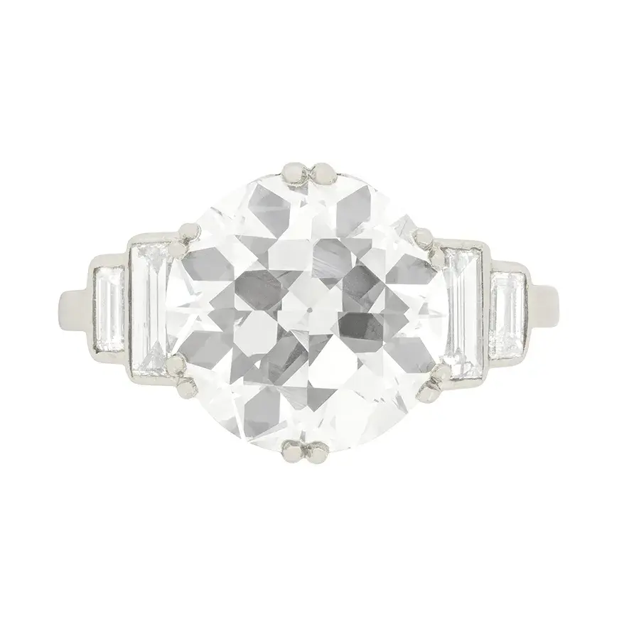 Art Deco 3.67ct Transitional Cut Diamond Engagement Ring with Stepped