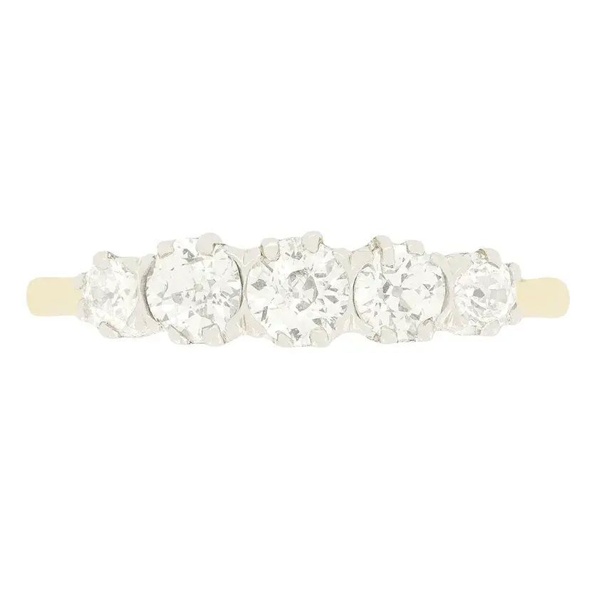Edwardian 0.95ct Diamond Five Stone, c.1910s
